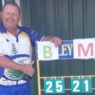 Ian Miller celebrates after winning bowls championship.