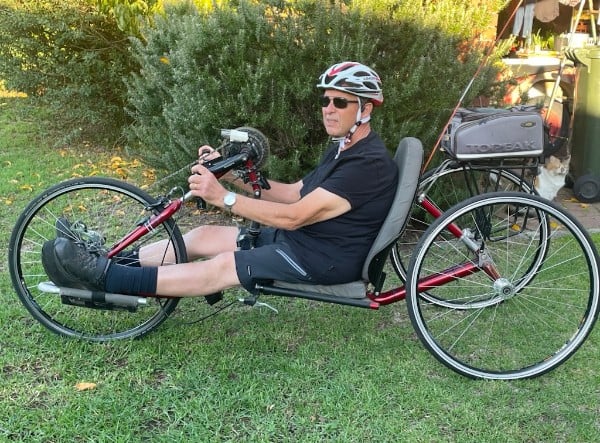Iggy Vasileff in his handcycle.